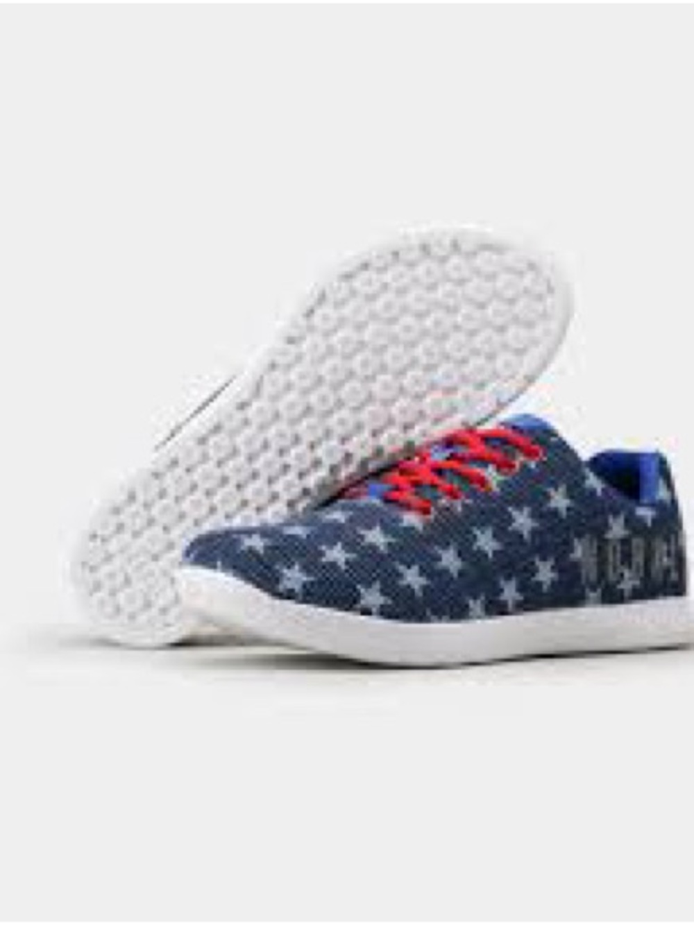NOBULL Flag Trainer Women 7.5 Blue White Star Patriotic Athletic Shoe